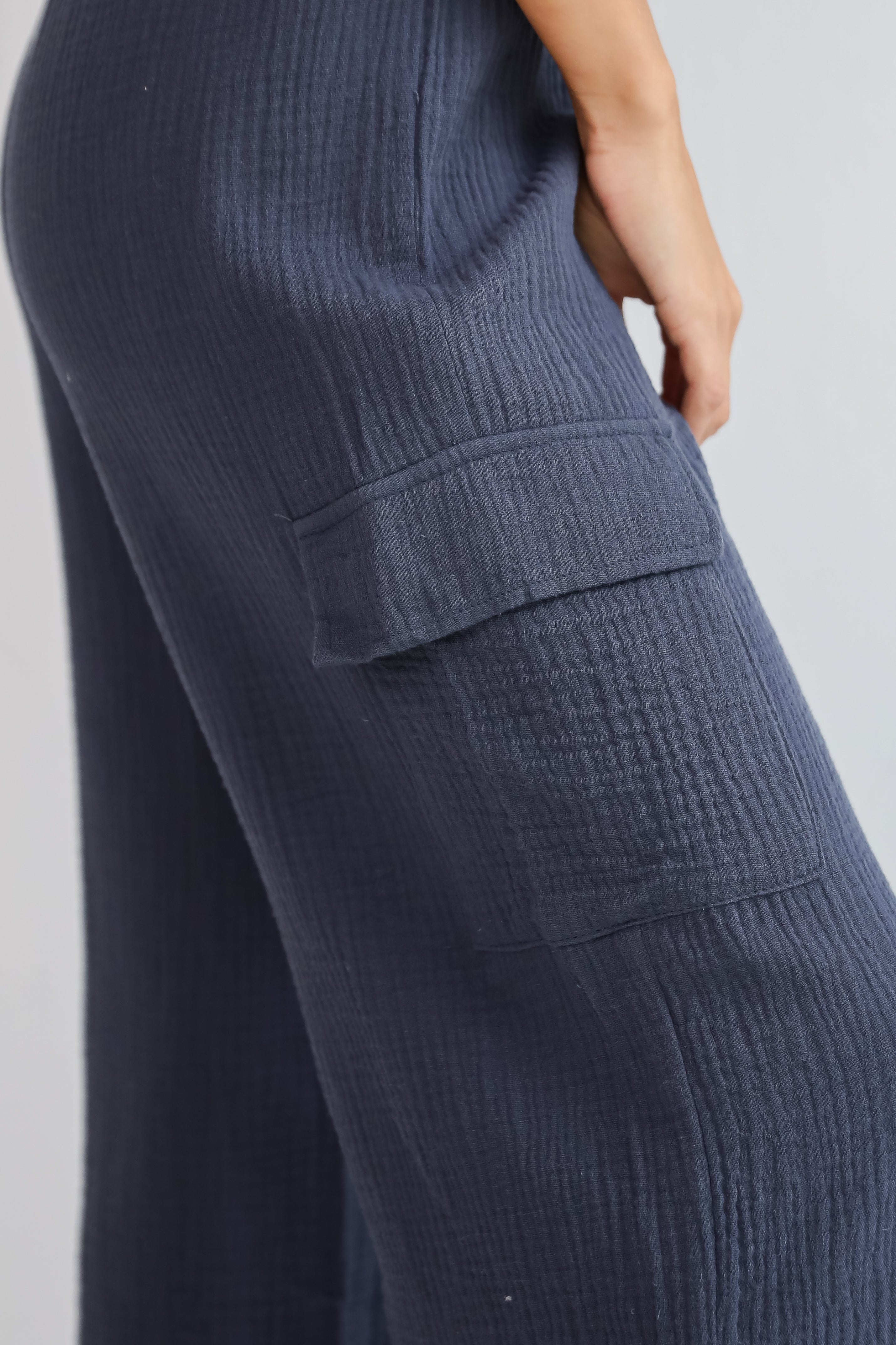 Too Perfect Charcoal Linen Cargo Pants