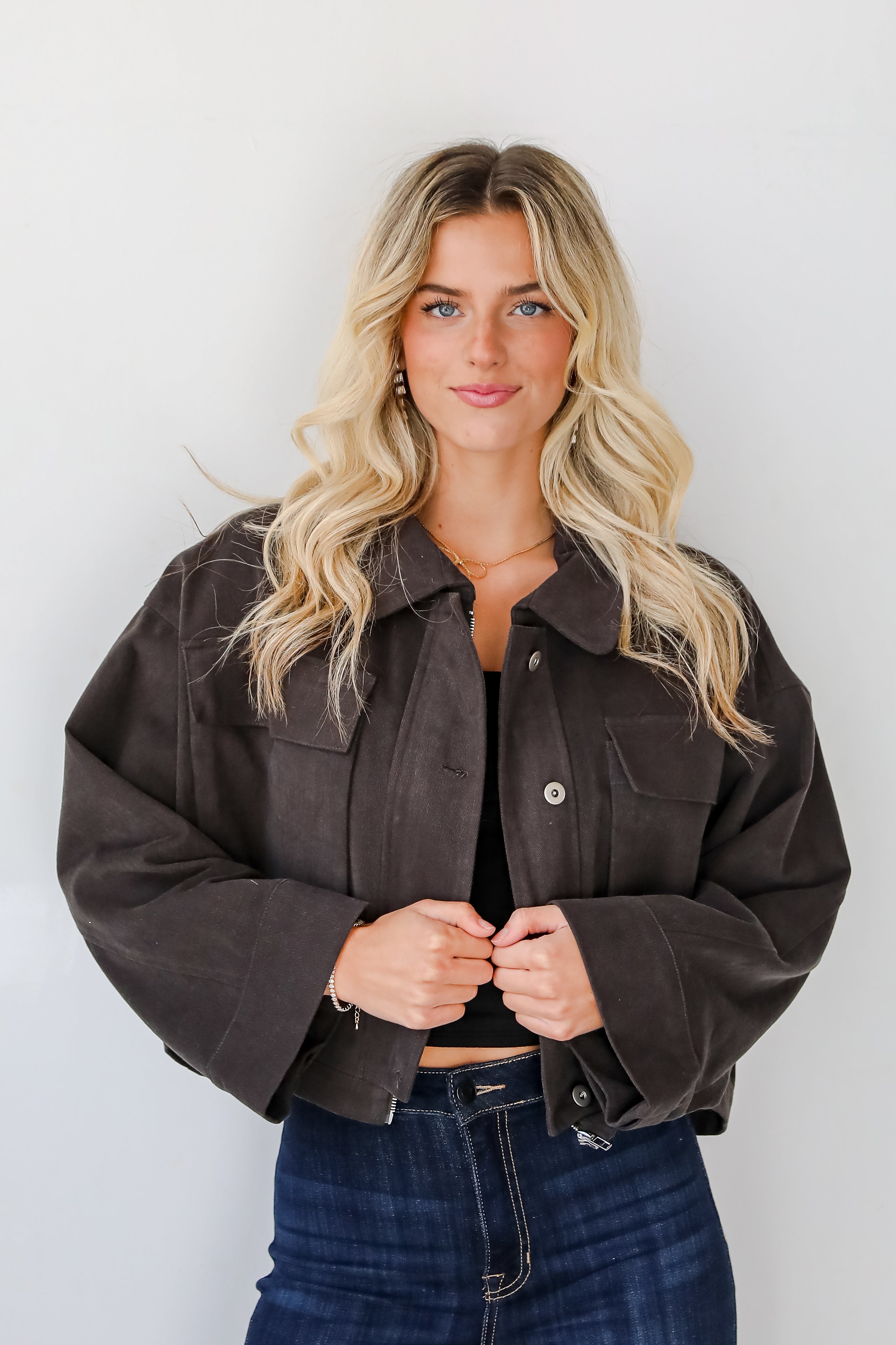 Envied Appeal Charcoal Cropped Jacket