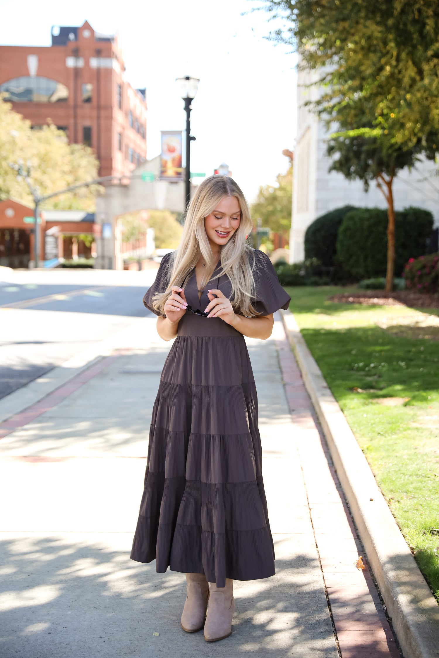 Stunning RSVP Charcoal Tiered Maxi Dress