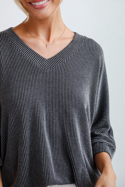 Caroline Charcoal Corded Tee