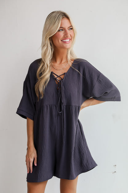 Remarkable Grace Charcoal Romper