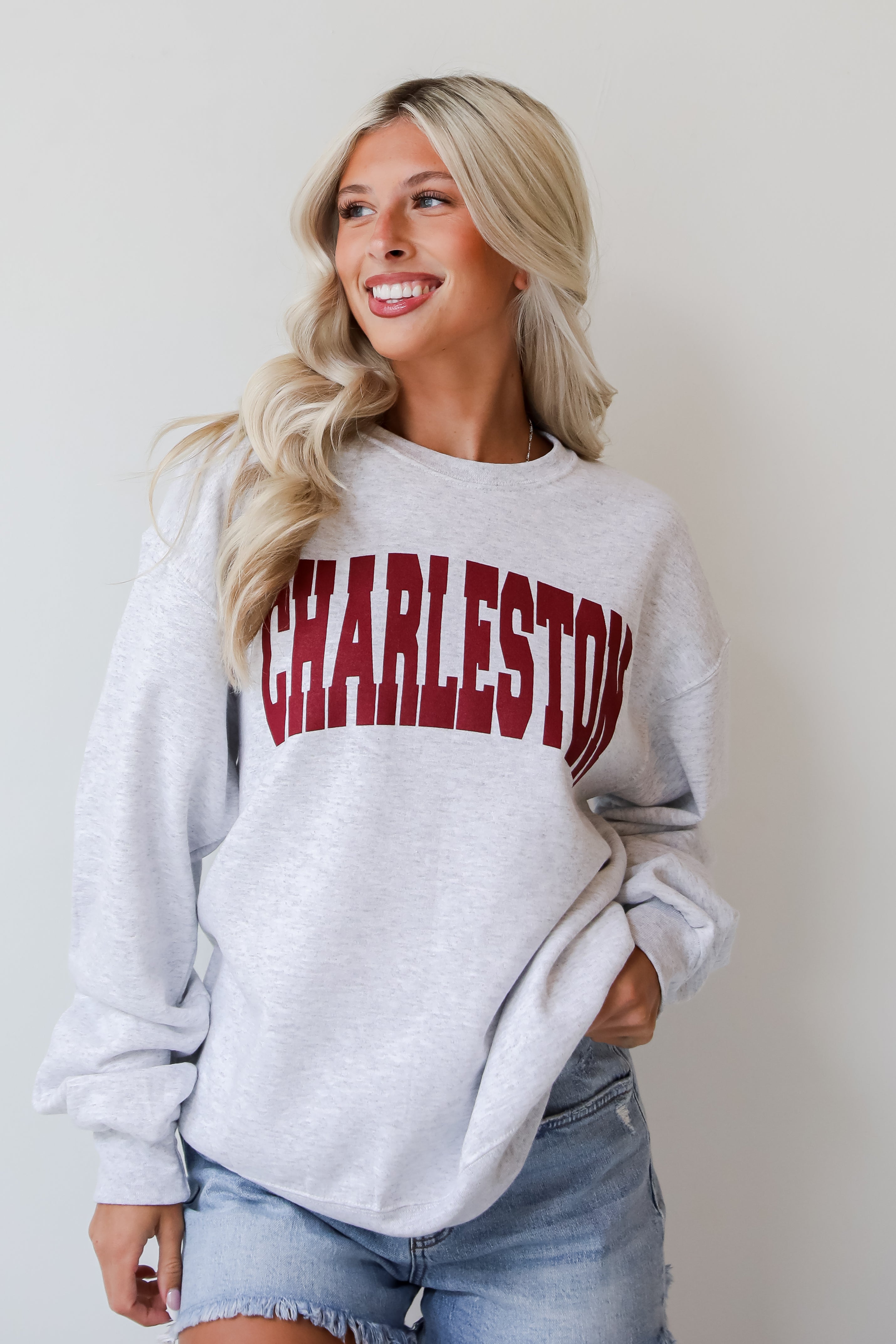 Heather Grey Charleston Block Letter Sweatshirt