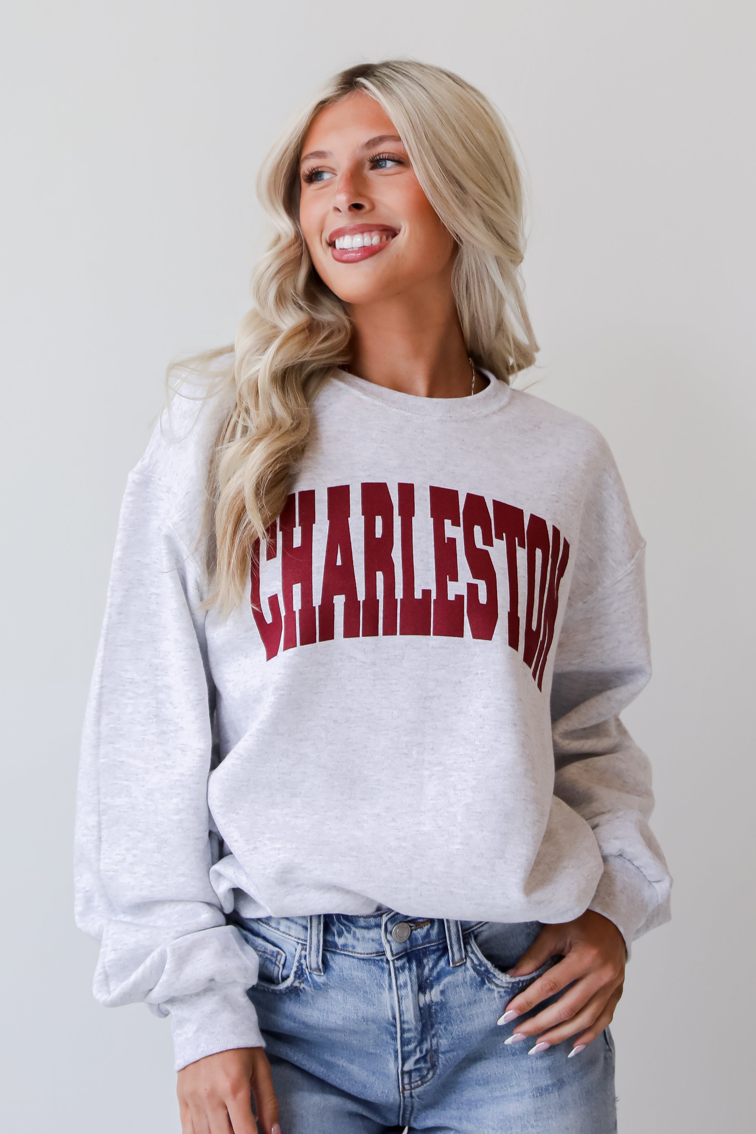 Heather Grey Charleston Block Letter Sweatshirt