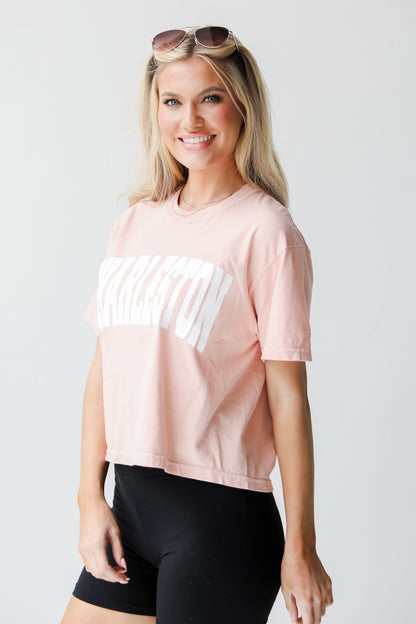 Peach Charleston Cropped Tee side view