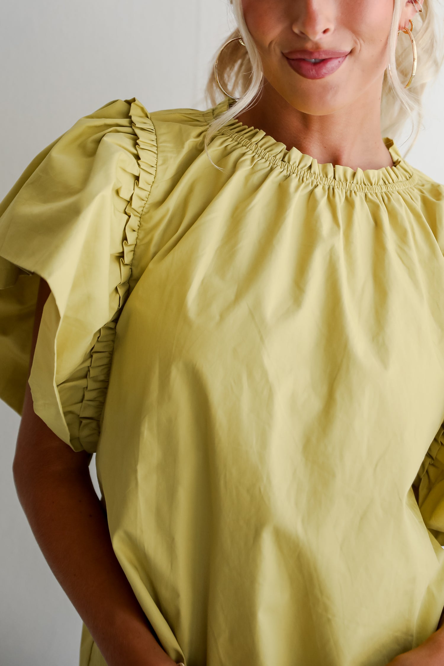 Precious Trend Chartreuse Ruffle Blouse