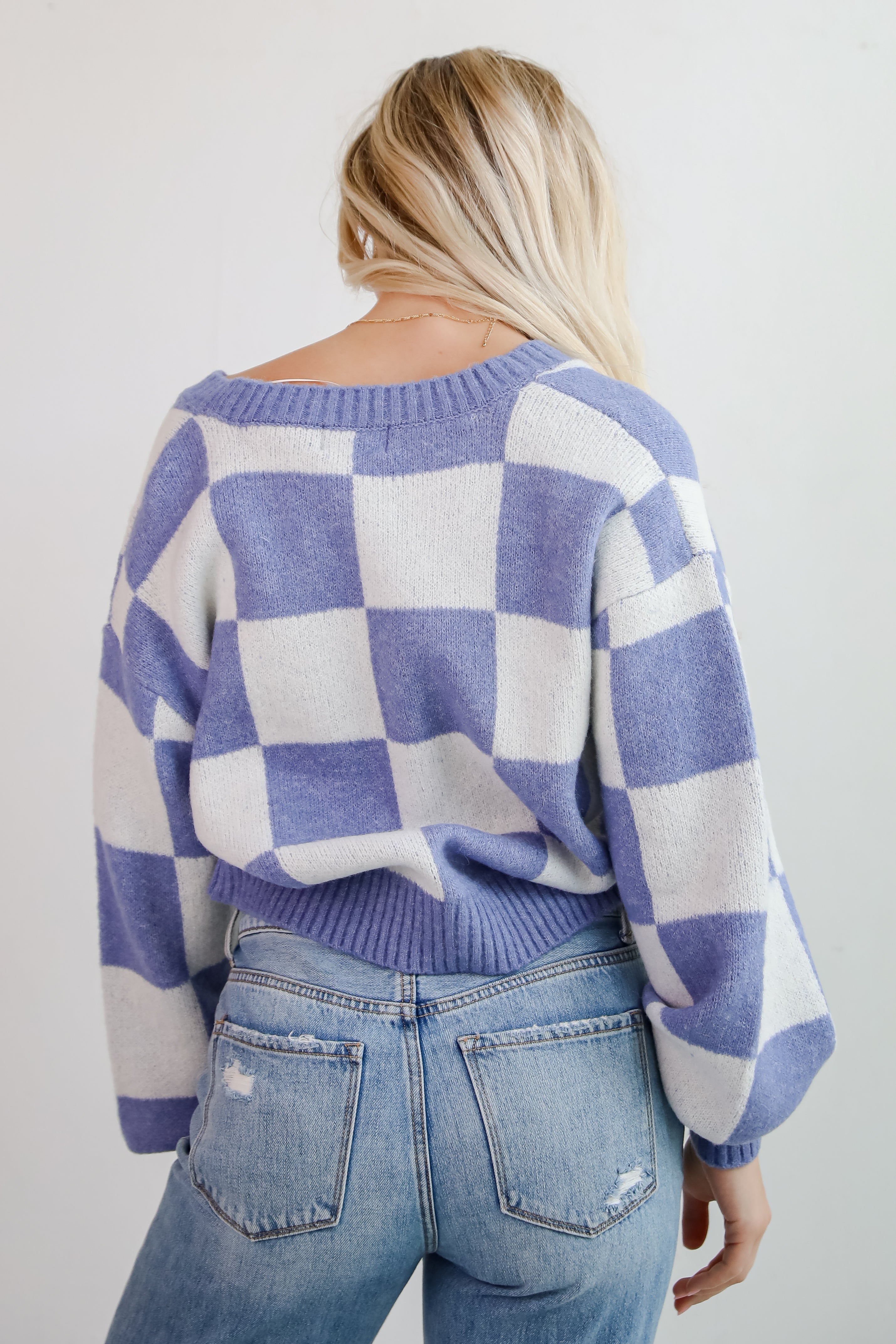 Cuddly Effect Checkered Sweater Cardigan