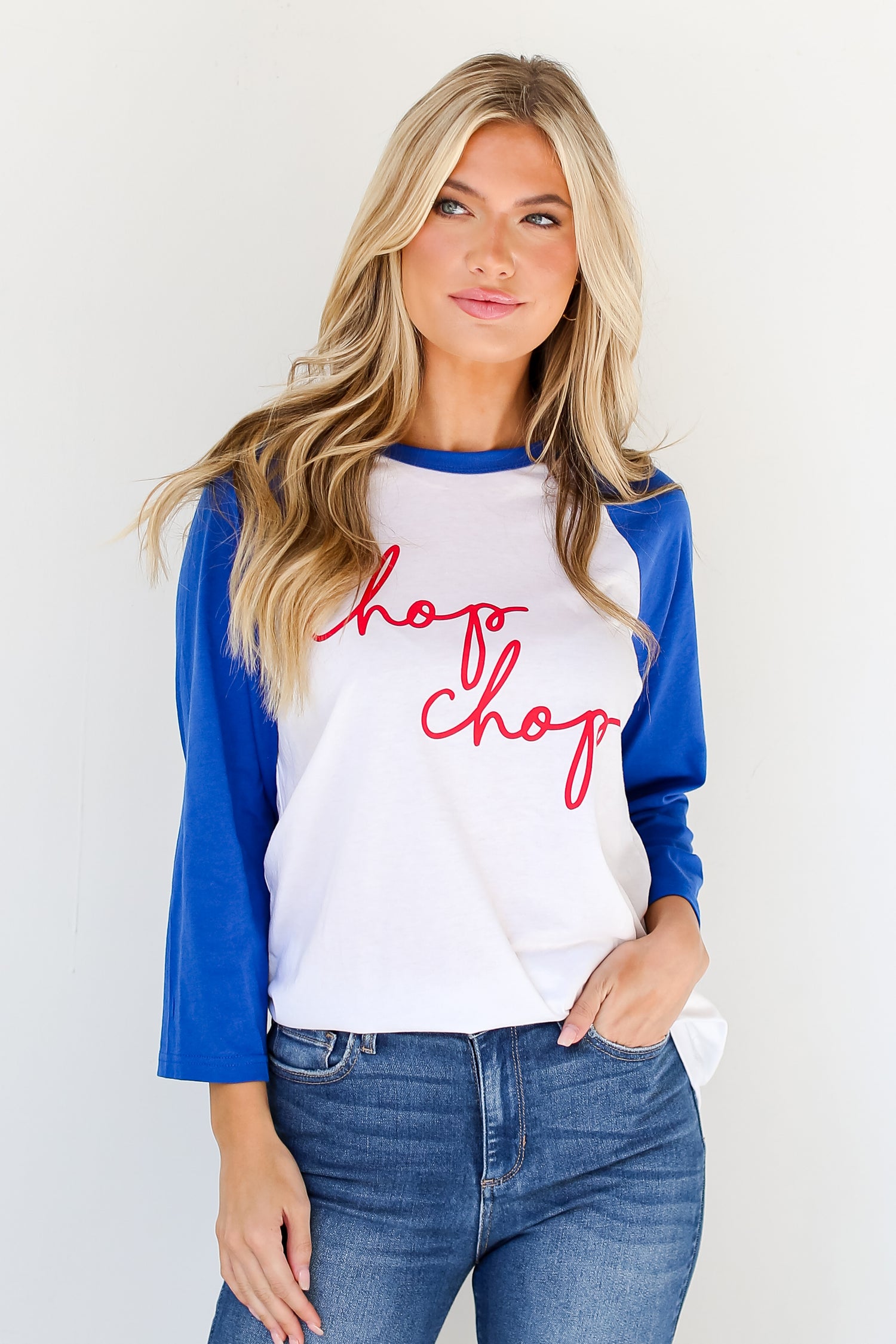 Chop Chop Raglan Tee on dress up model