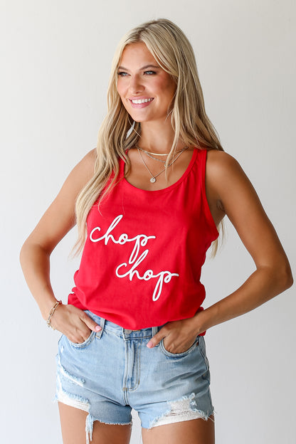 Red Chop Chop Tank on model