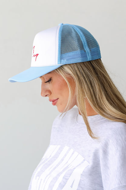 Light Blue Chop Chop Trucker Hat