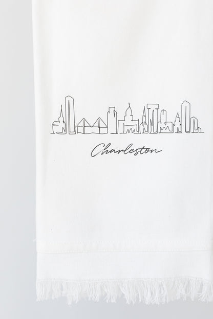 Charleston City Scape Hand Towel close up