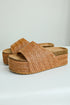 Warm Breeze Cognac Straw Platform Slide Sandals