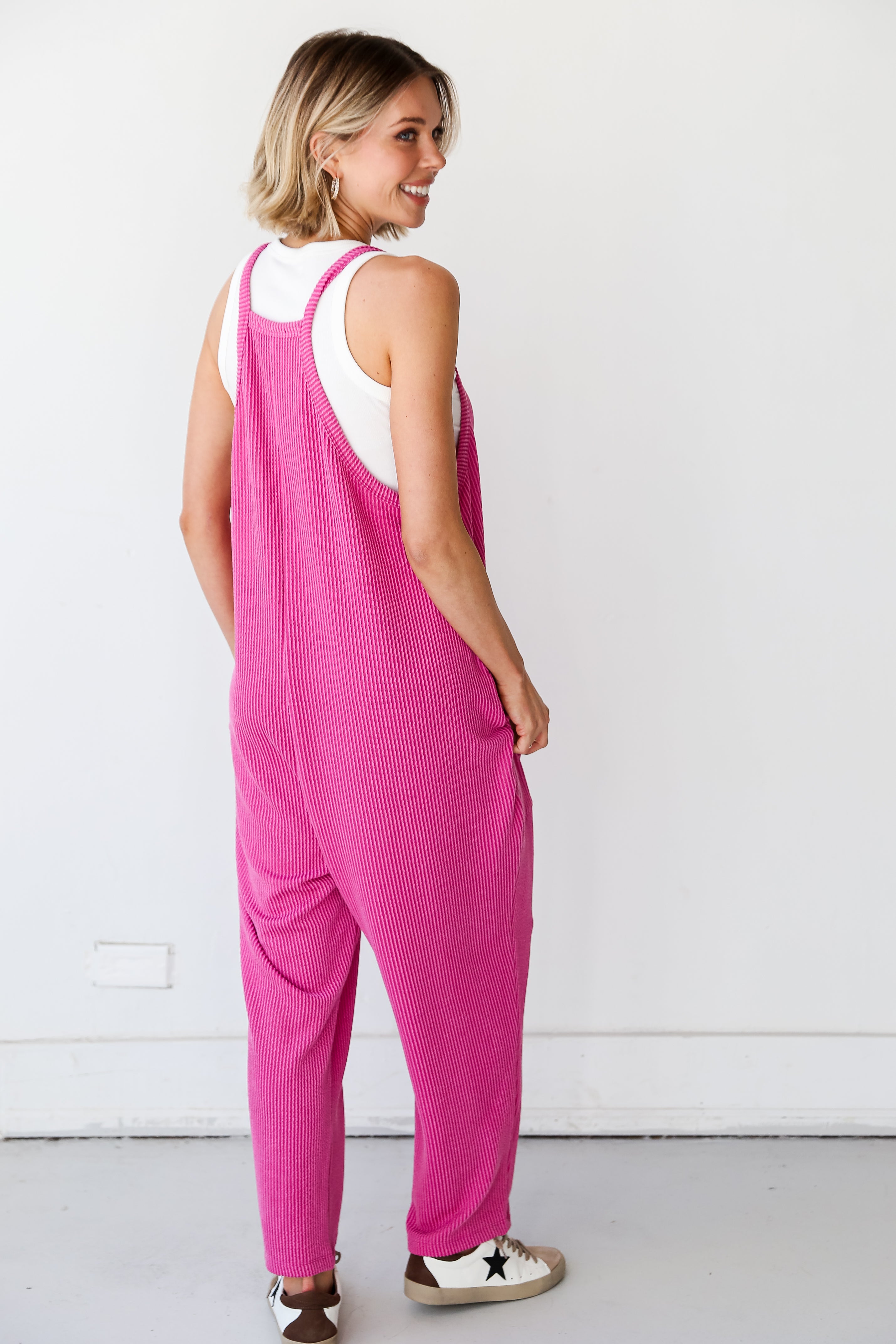 pink drop crotch Corded Jumpsuit