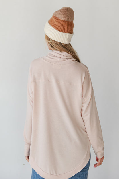 beige Cowl Neck Pullover