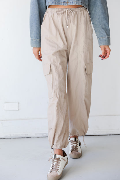 high rise Taupe Cargo Pants