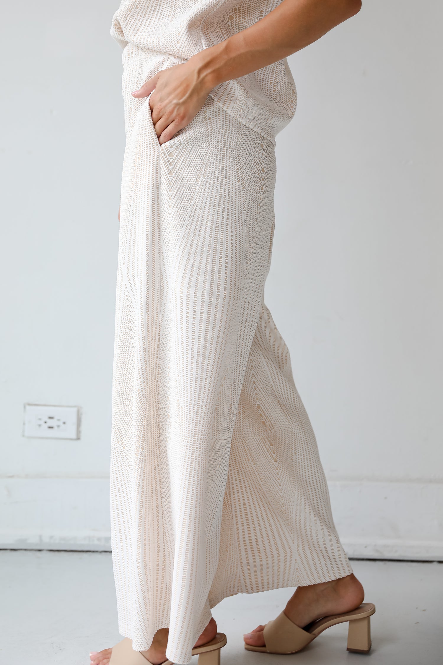 Aesthetic Aura Ivory Crochet Knit Pants