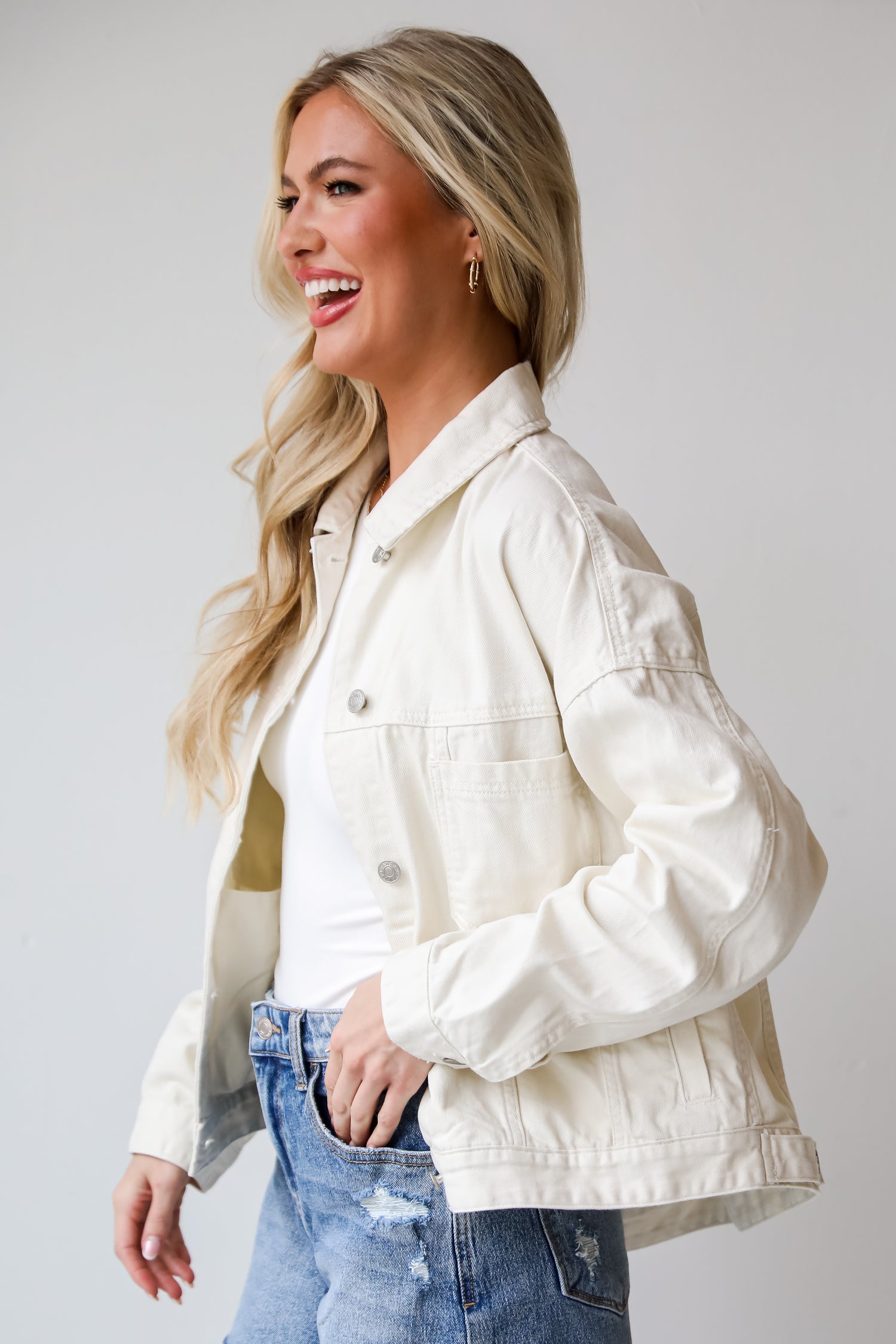 cream denim jacket