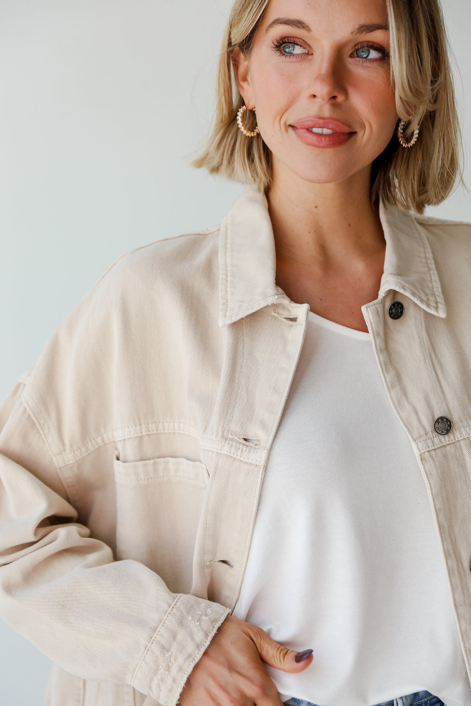 Off White Denim Jacket on model