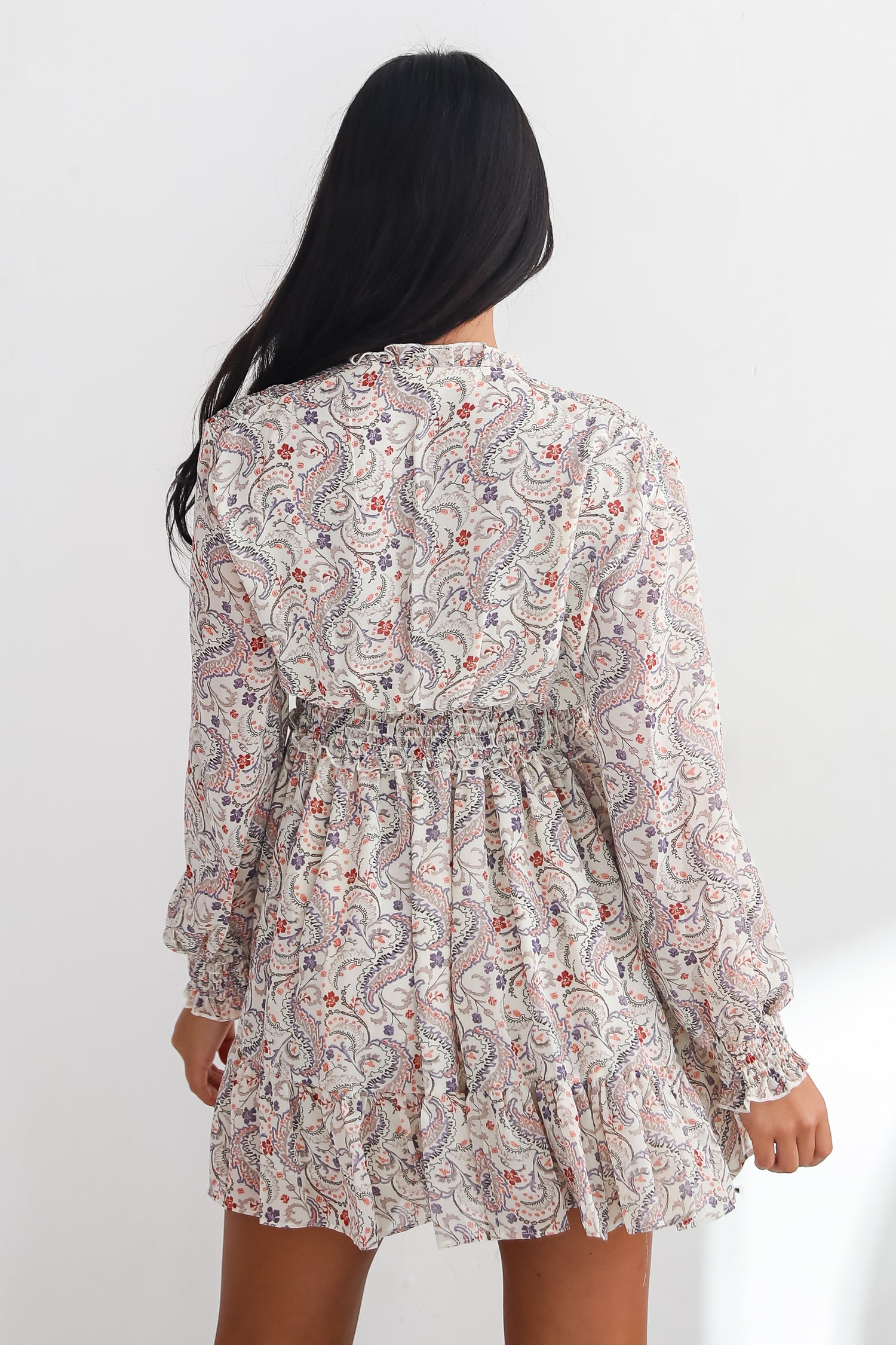 Constant Confidence Cream Paisley Floral Mini Dress