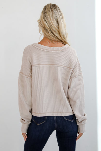 Cozy Sophisticate Cream Brushed Knit Top