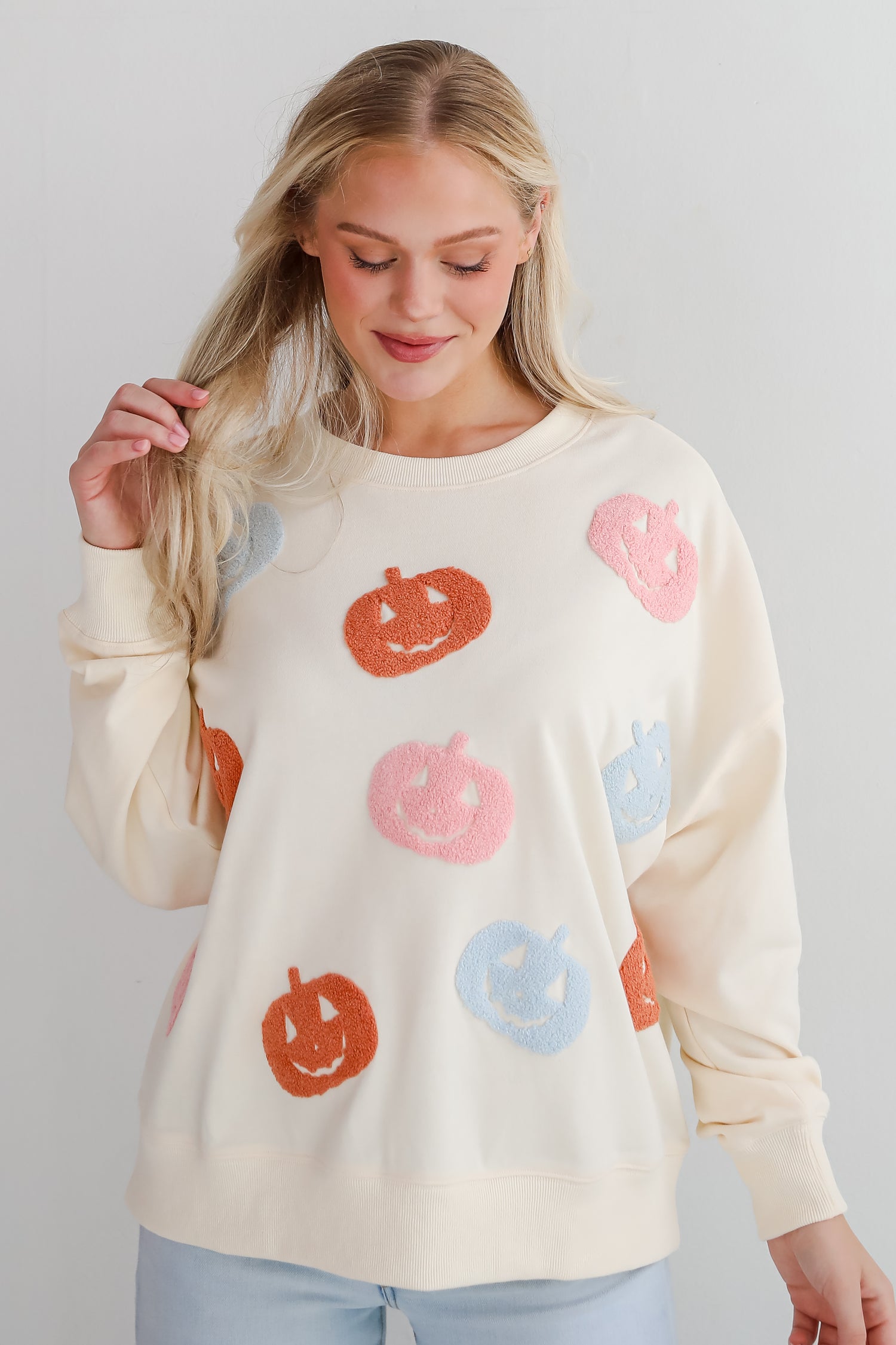 Spooky Season Cream Pumpkin Pullover