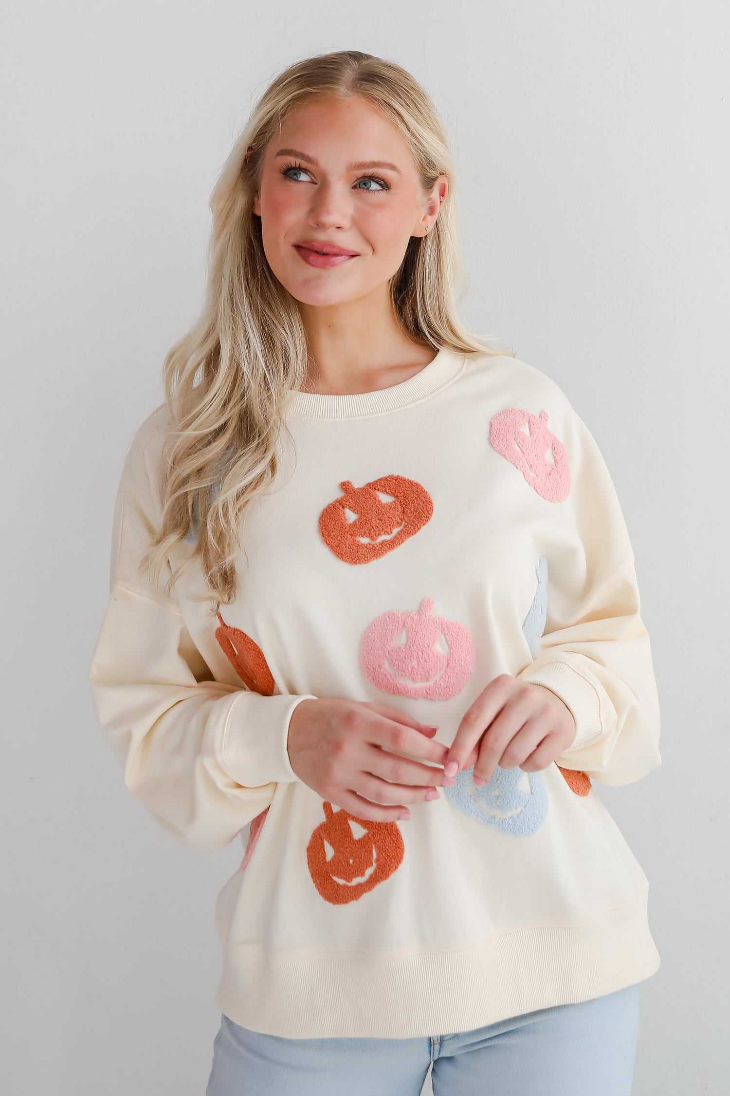 Spooky Season Cream Pumpkin Pullover