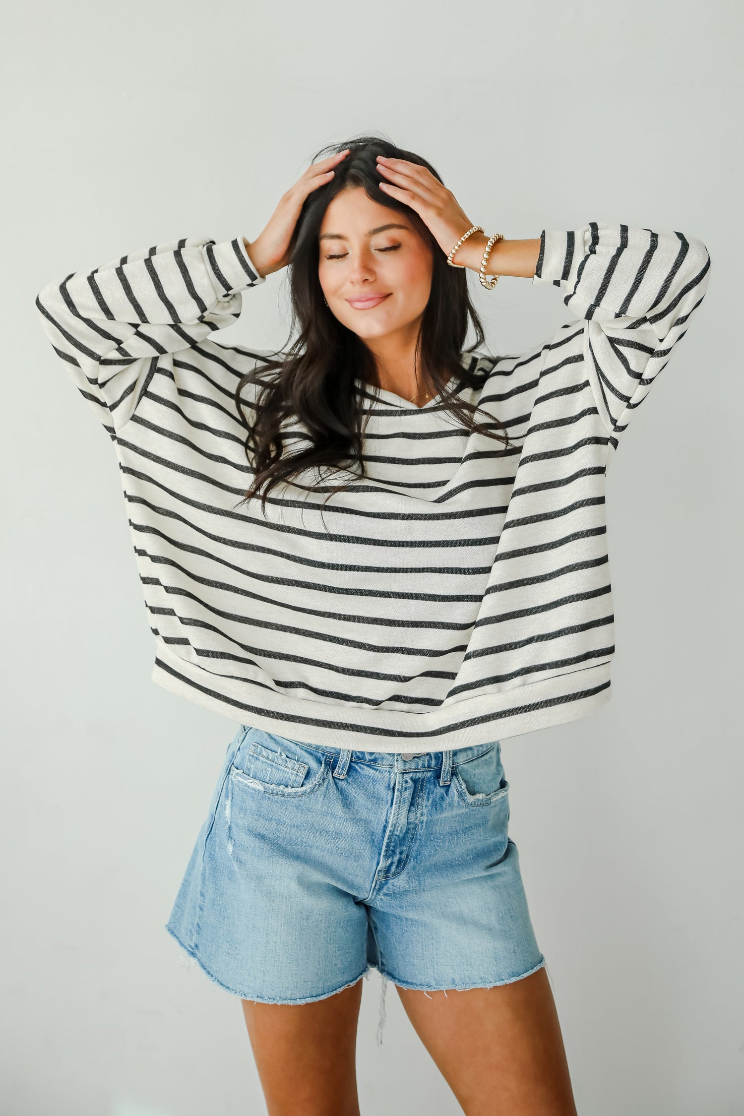 Sweetest Poise Cream Striped Knit Top