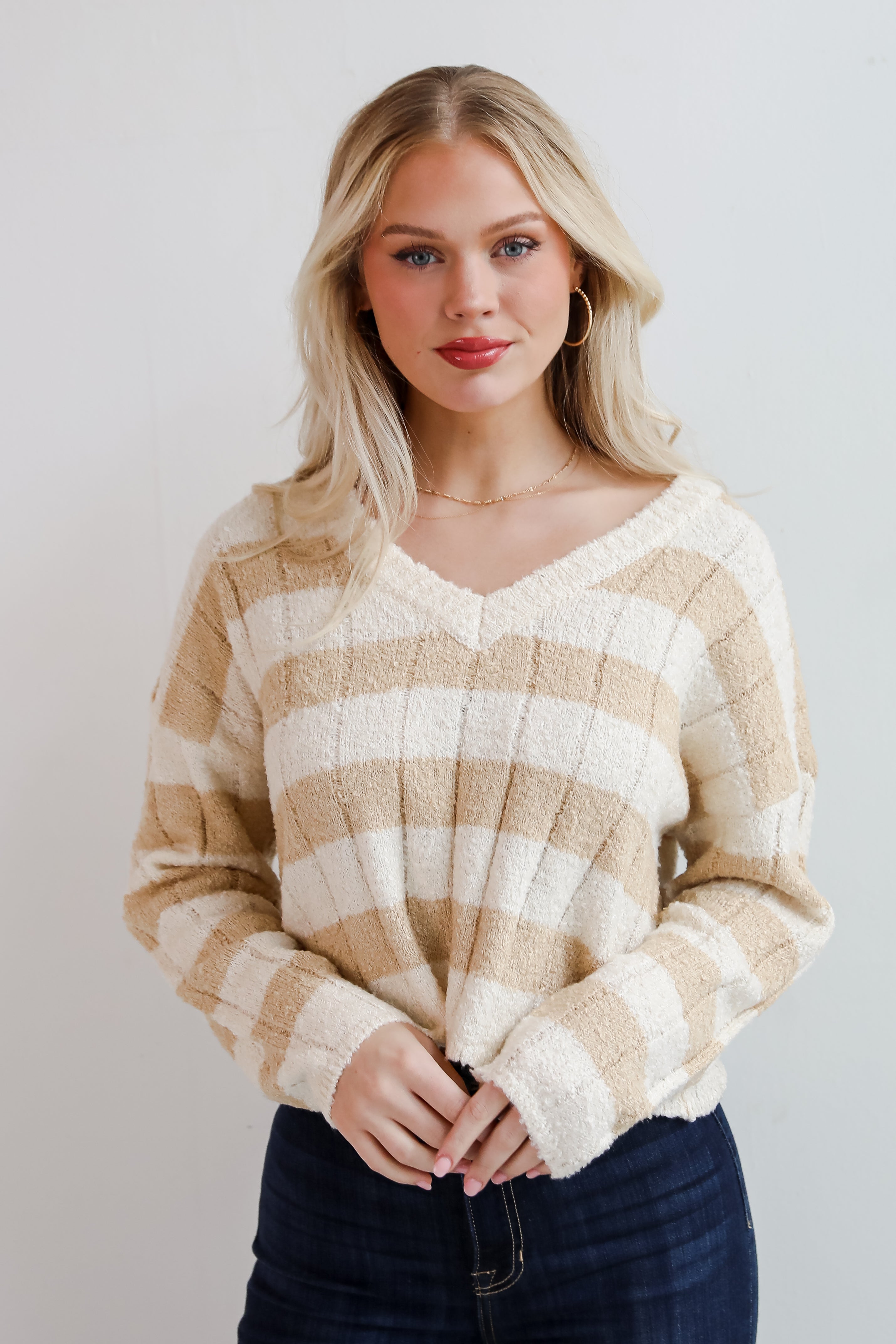 Perfect Mix Cream Striped Sweater