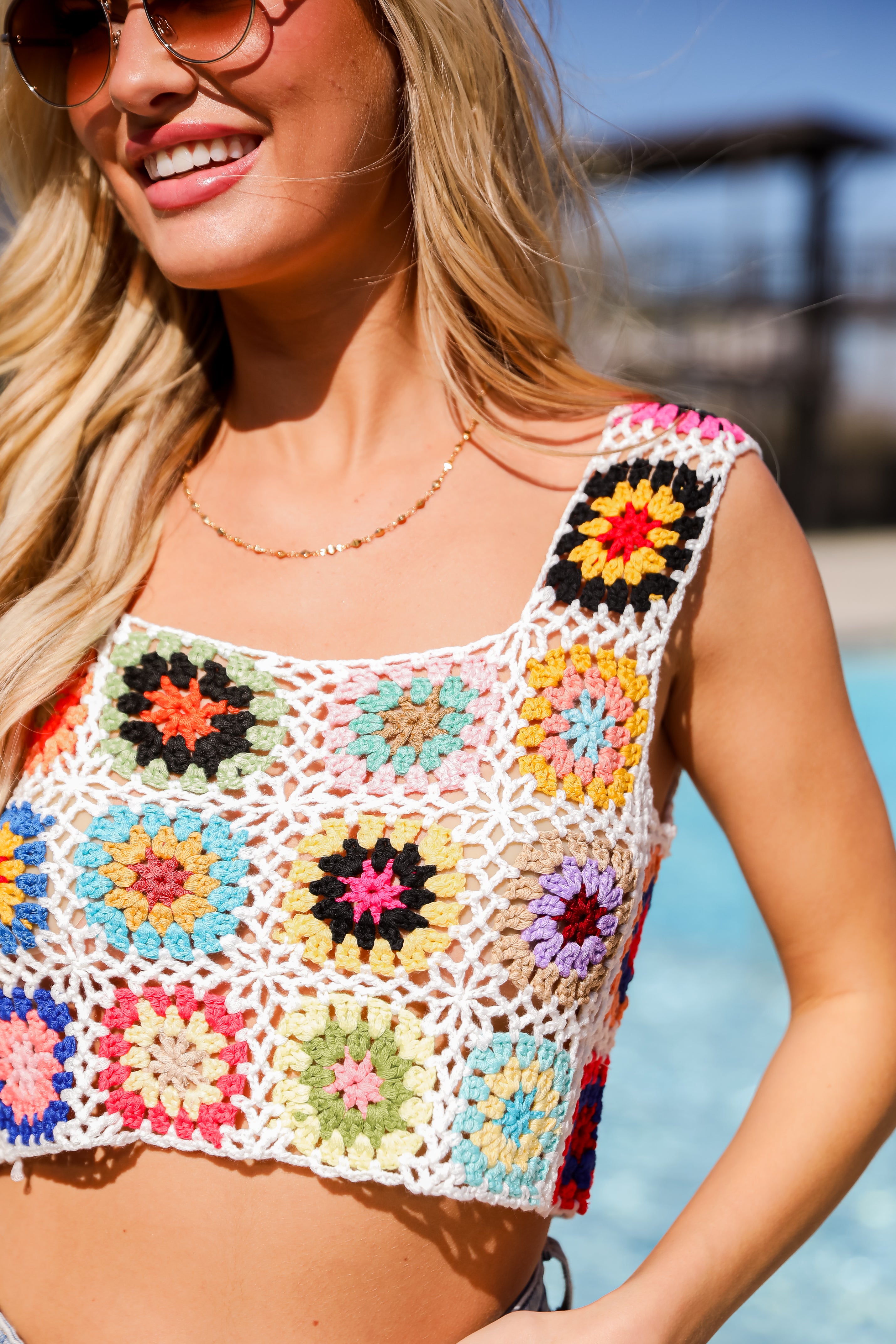 cute white crop top Tropical Lifestyle Crochet Knit Tank