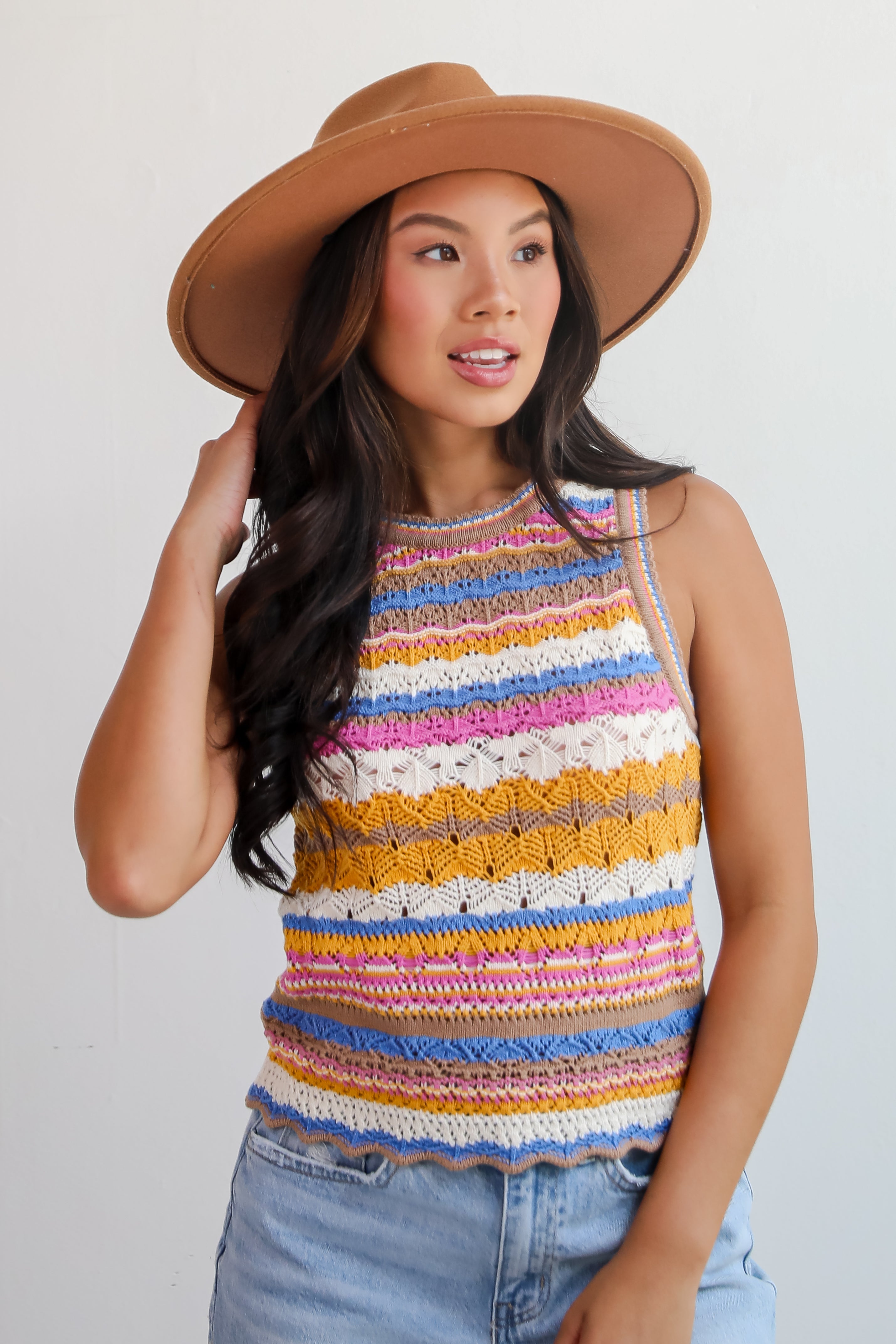 Superior Sweetness Multi Crochet Knit Tank