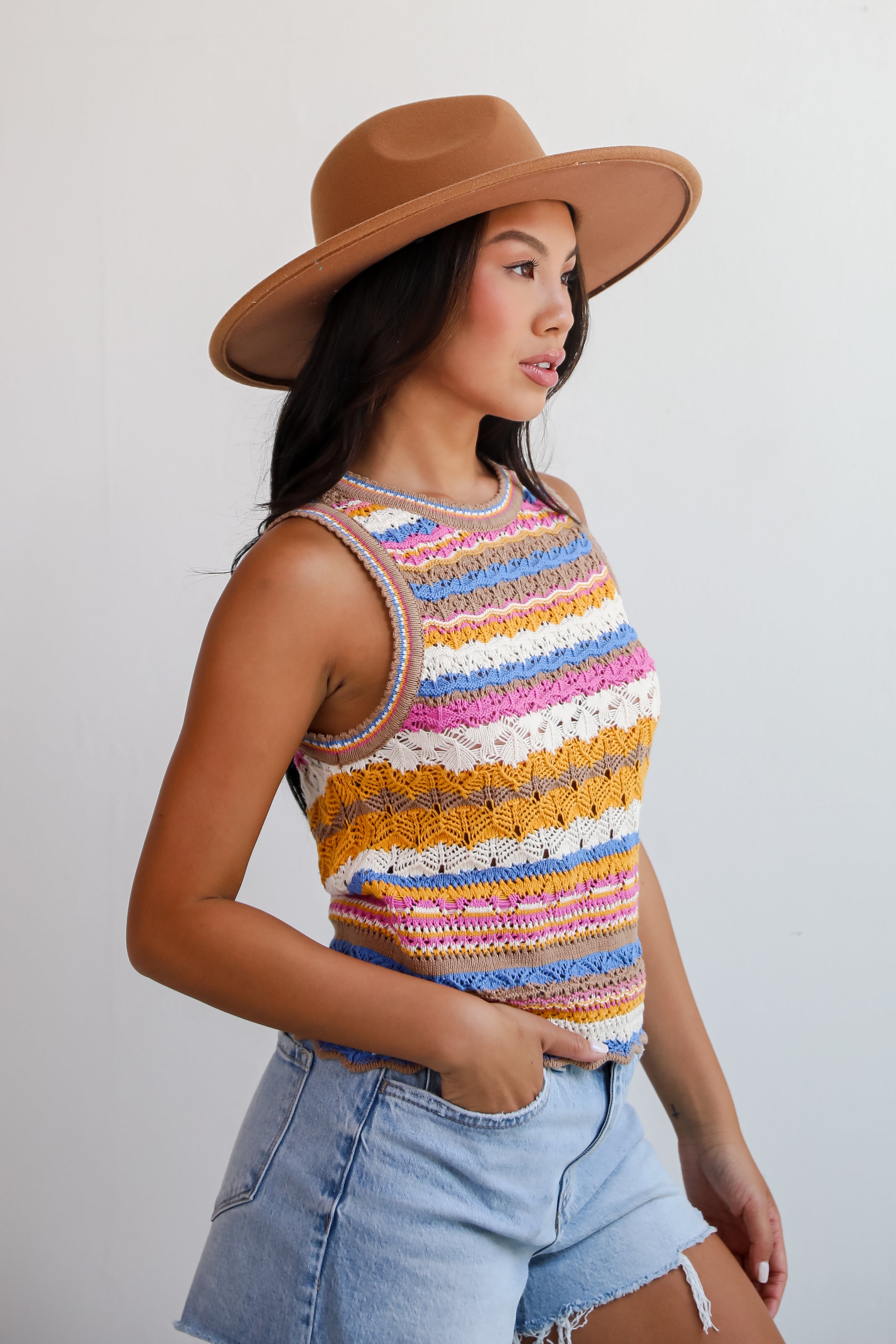 Superior Sweetness Multi Crochet Knit Tank