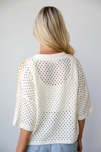 Adorable Enthusiasm Natural Crochet Knit Top