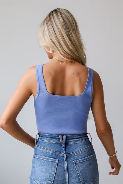 blue knit tank for women