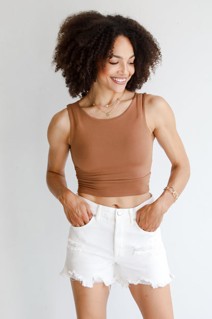 Brielle Everyday Camel Cropped Tank