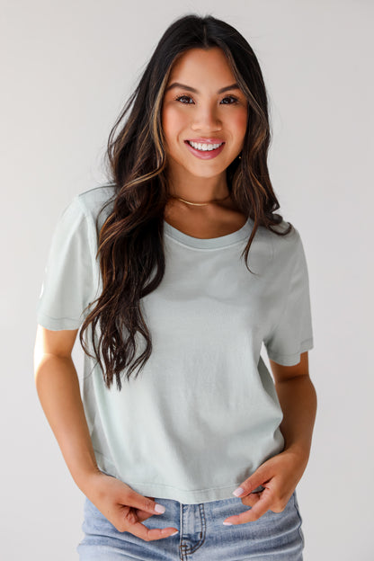 basic sage Cropped Tee