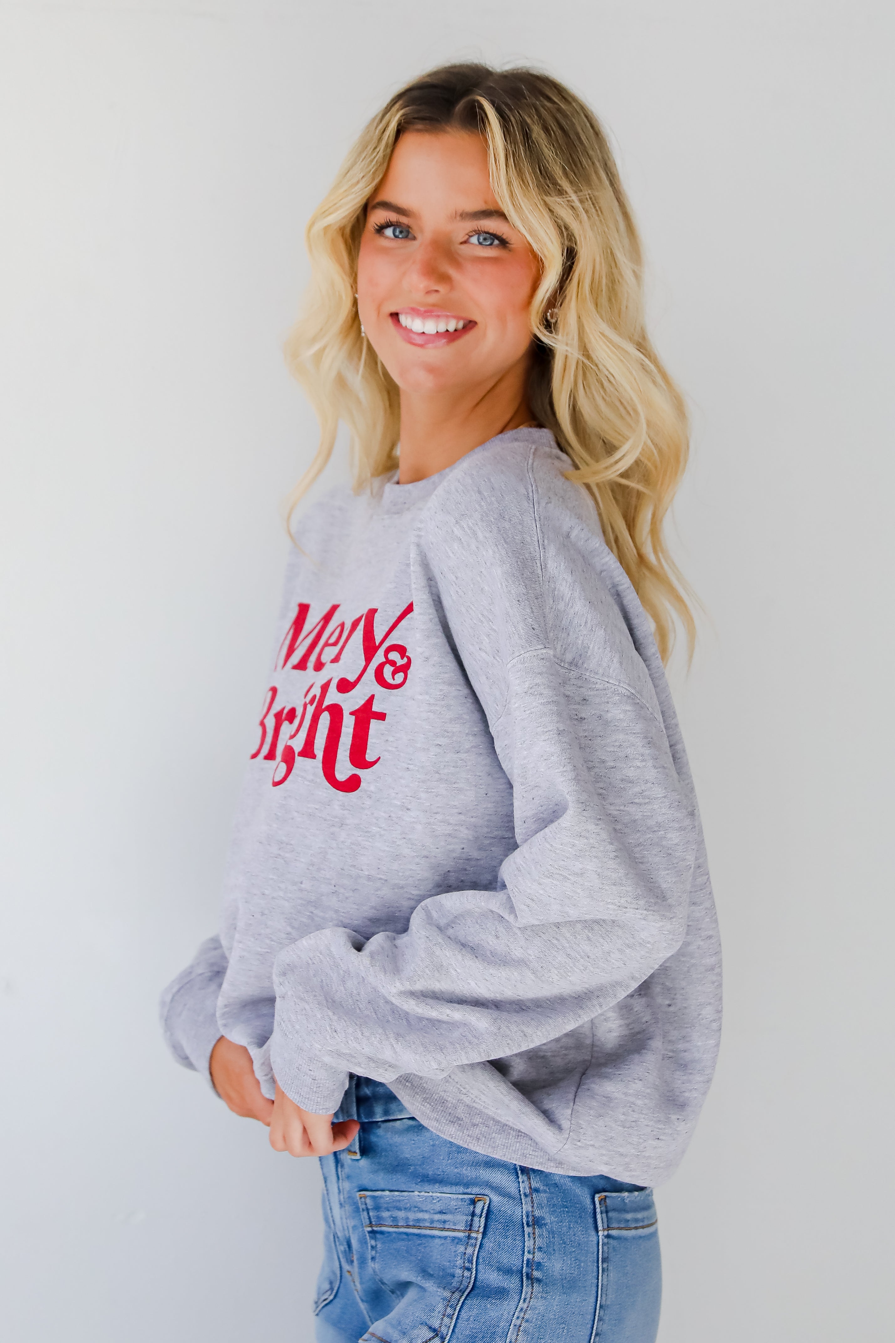 Heather Grey Merry &amp; Bright Sweatshirt