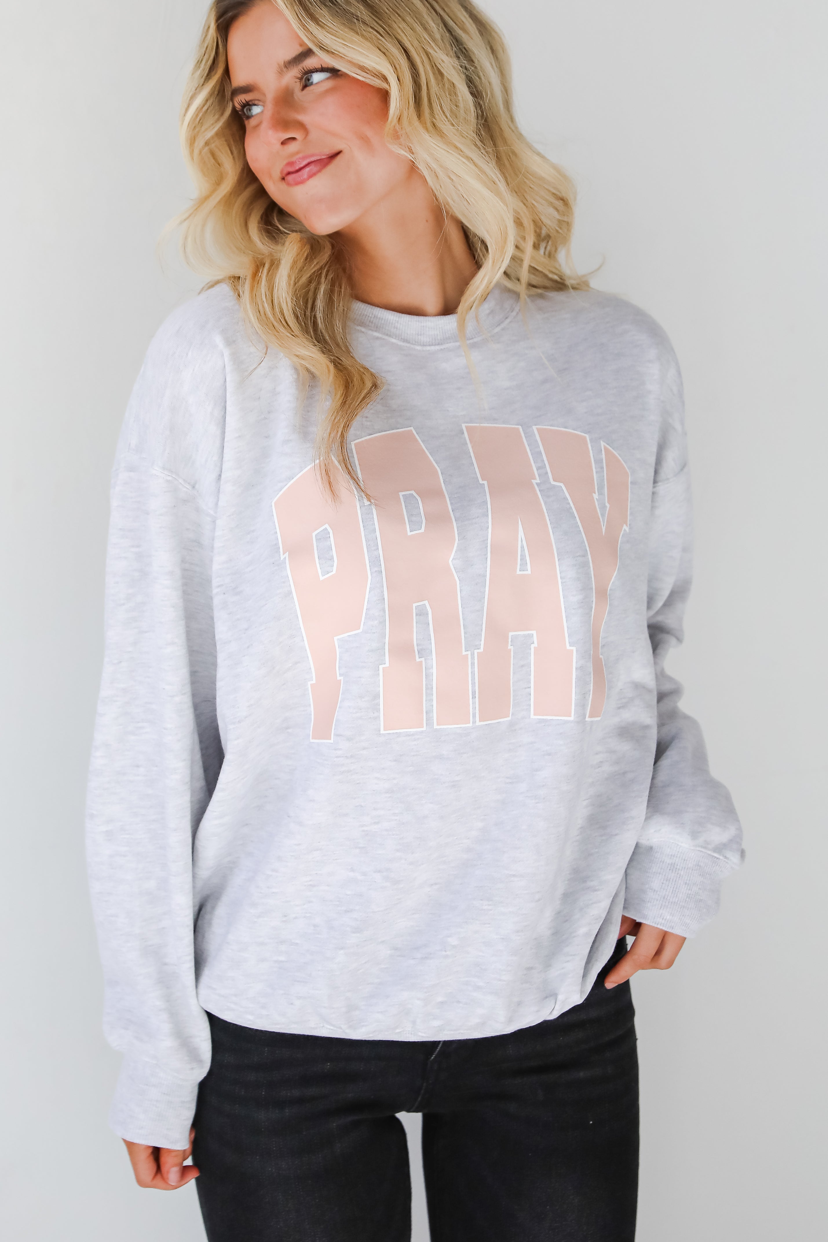 Heather Grey Pray Sweatshirt