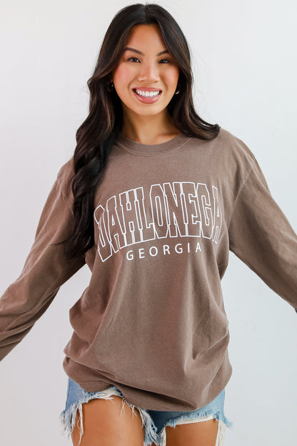 Brown Dahlonega Georgia Block Letter Long Sleeve Tee