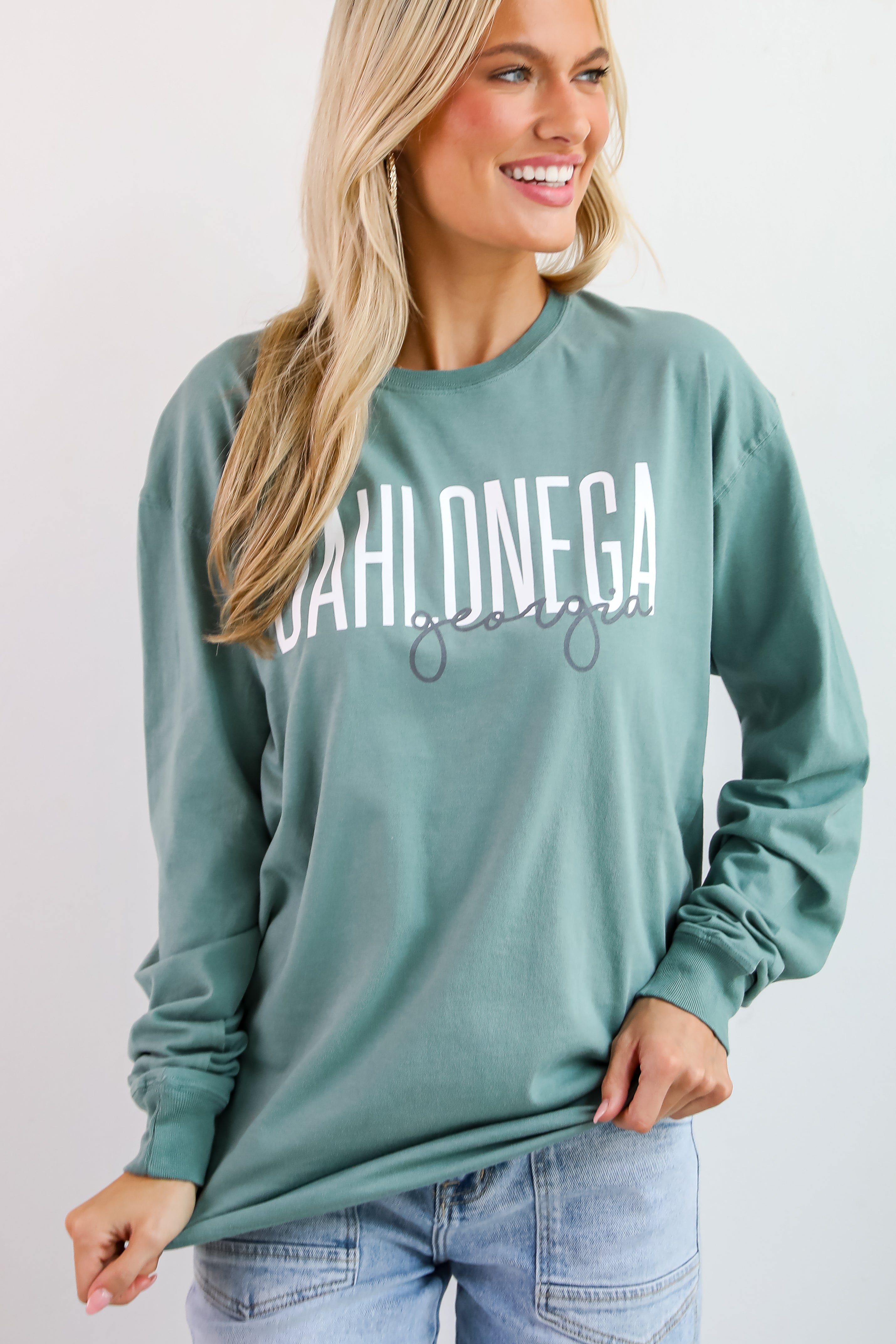 Seafoam Dahlonega Georgia Script Long Sleeve Tee