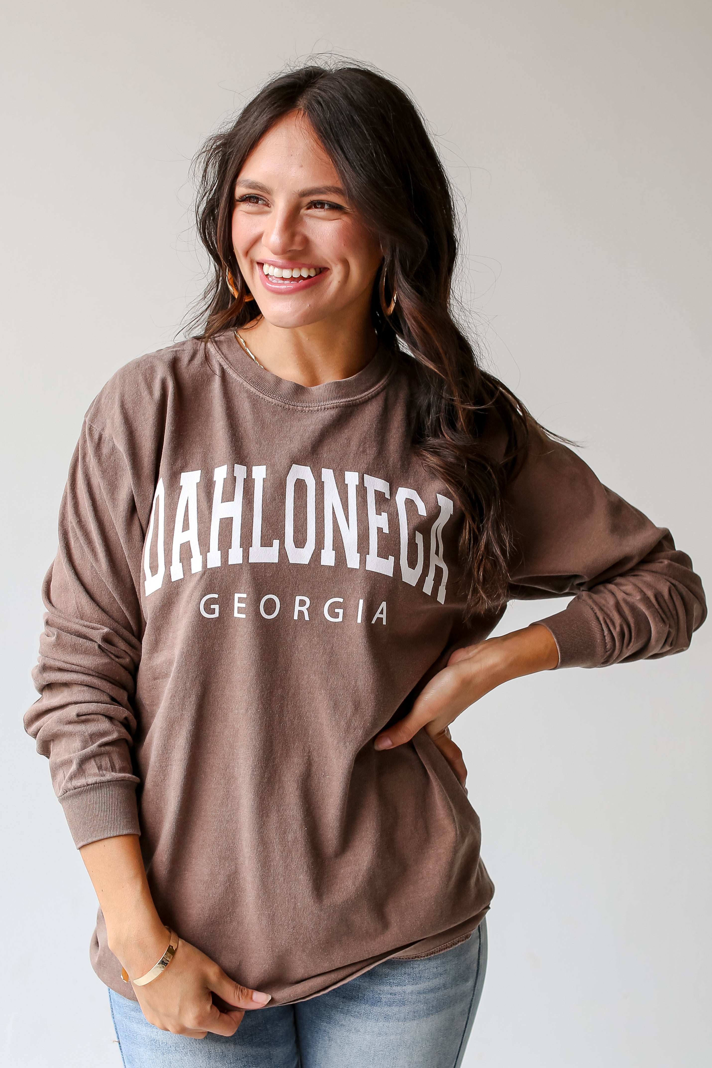 Brown Dahlonega Georgia Long Sleeve Tee front view