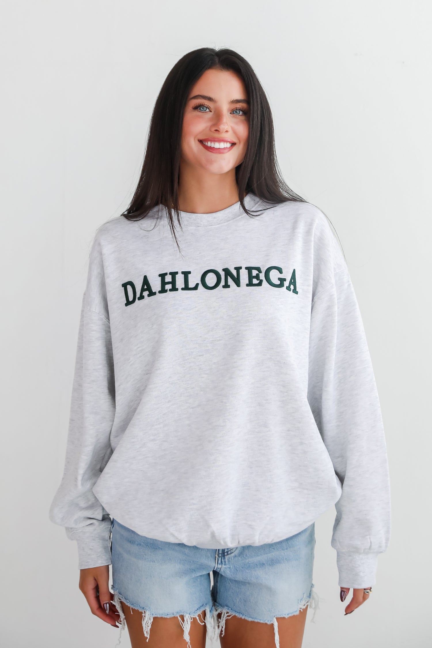 Heather Grey Dahlonega Embroidered Sweatshirt