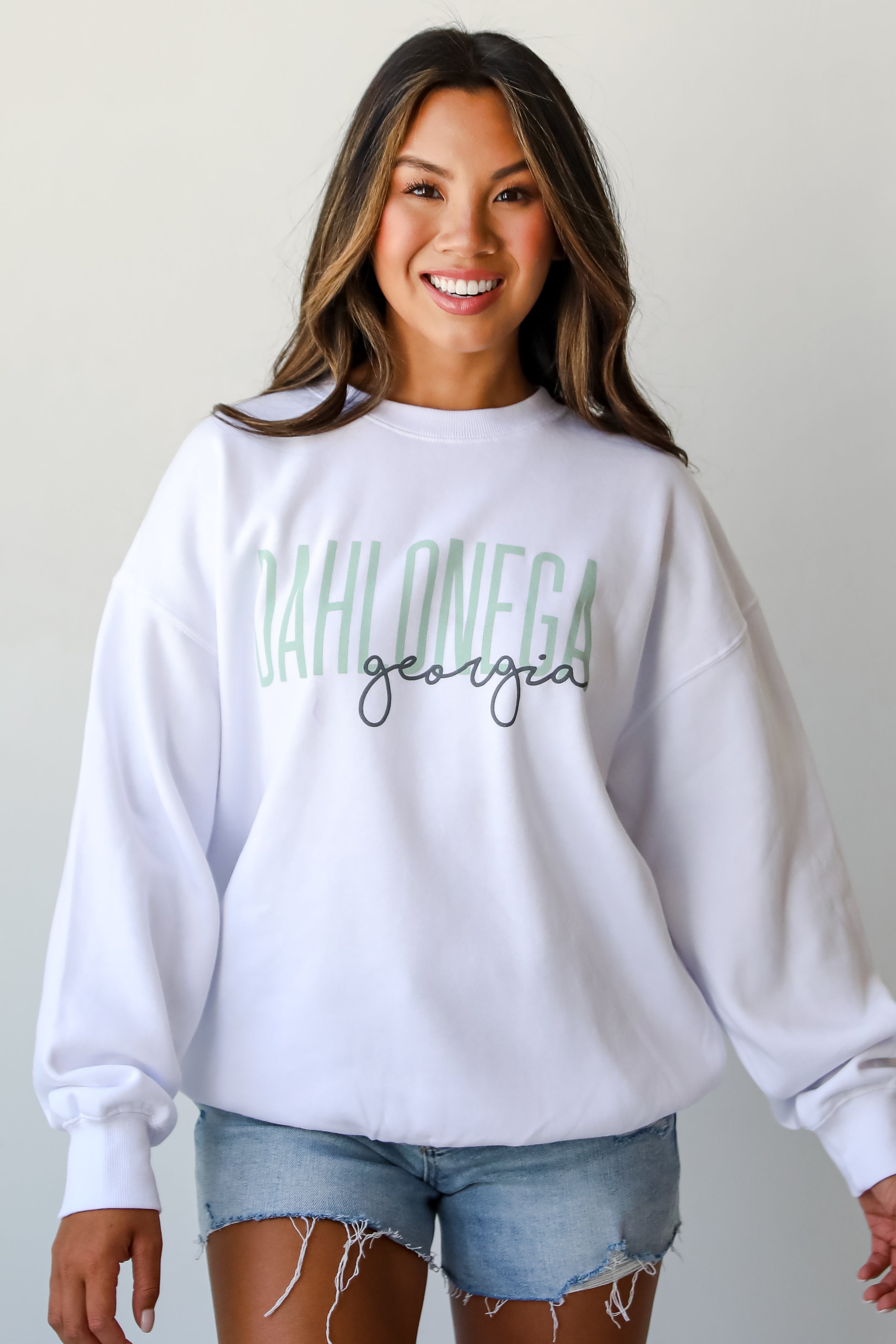 White Dahlonega Georgia Script Sweatshirt