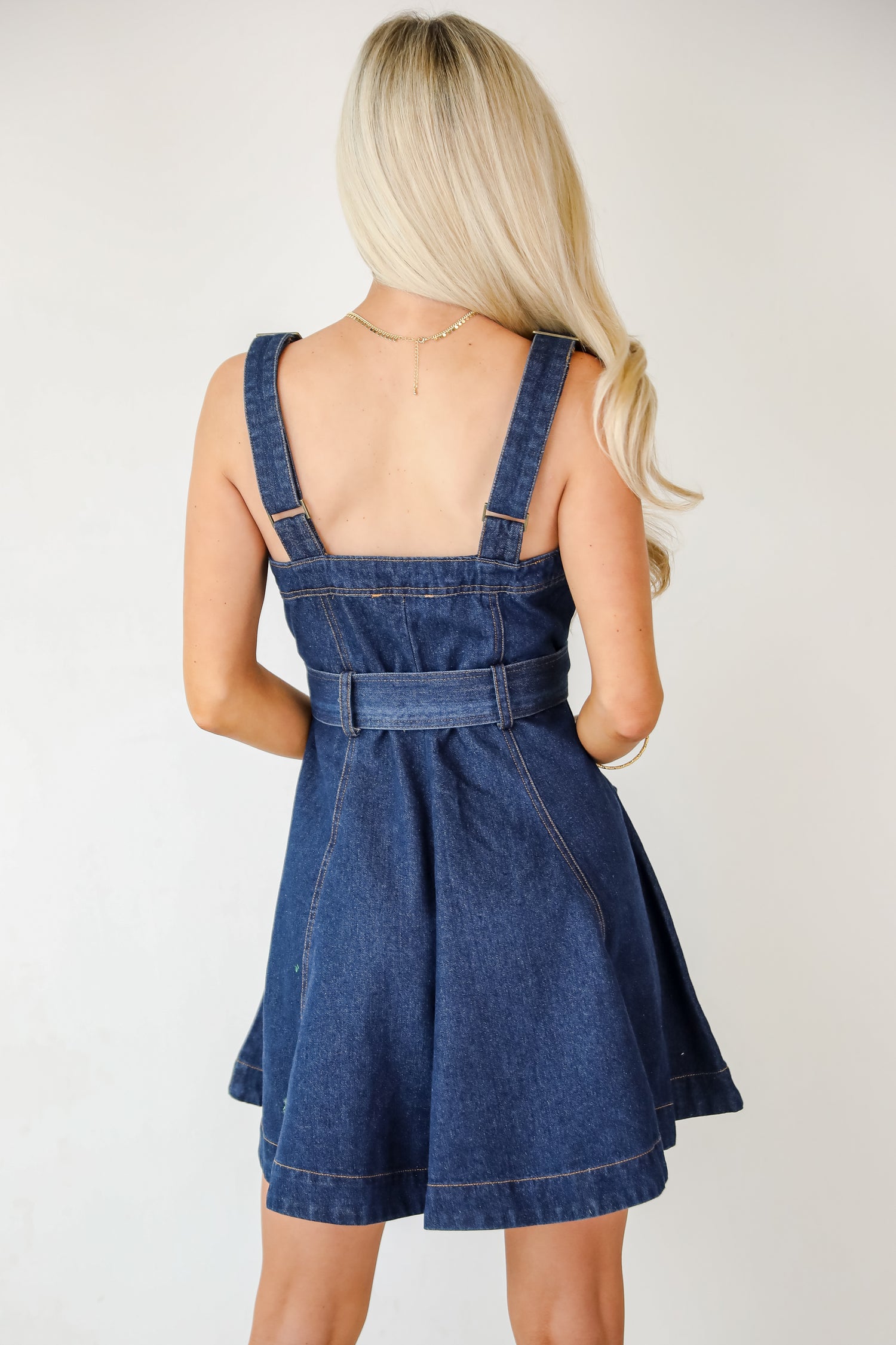 Simply A Stunner Dark Wash Denim Mini Dress