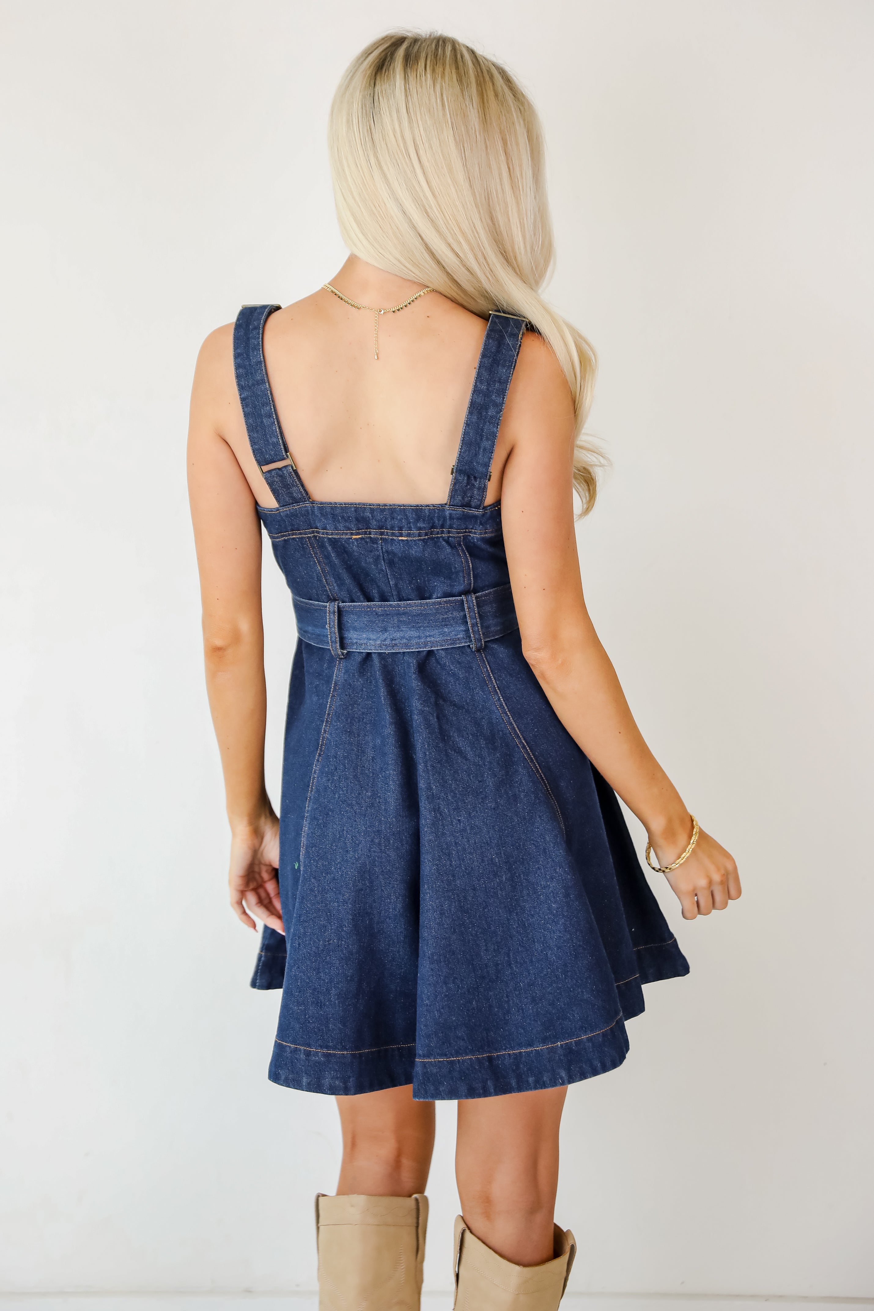 Simply A Stunner Dark Wash Denim Mini Dress