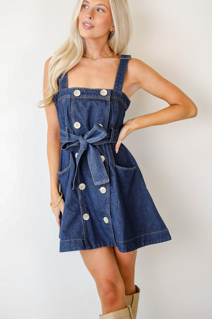 Simply A Stunner Dark Wash Denim Mini Dress