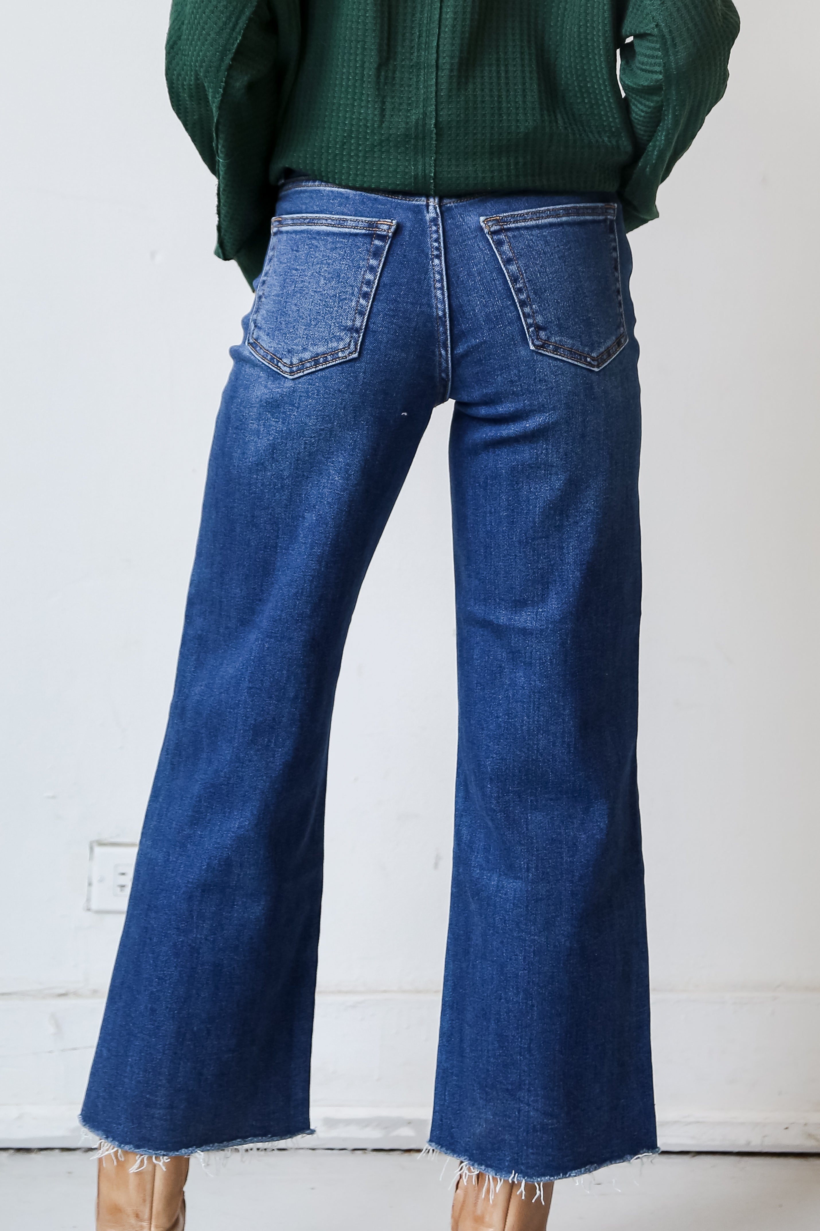 Dark Wash Wide Leg Jeans back view