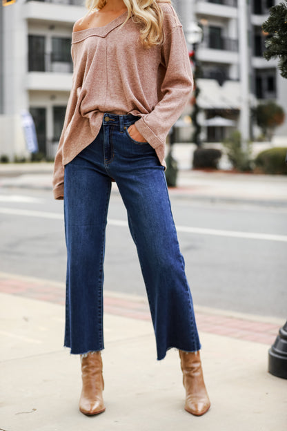 high rise Dark Wash Wide Leg Jeans