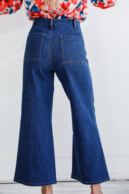 womens Dark Wash Wide Leg Jeans