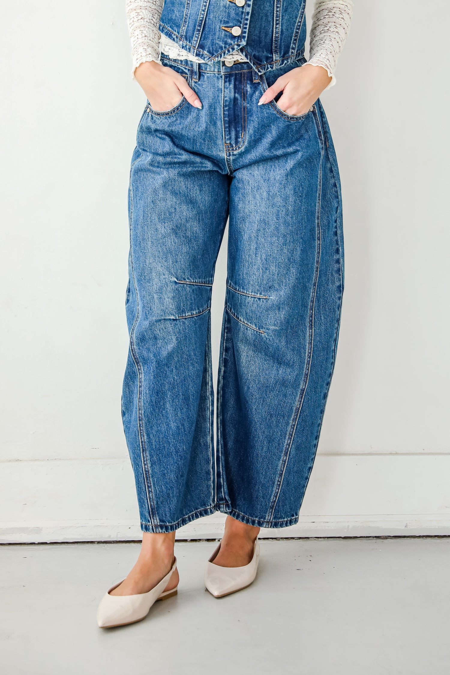 Aubrey Dark Wash High-Rise Barrel Jeans