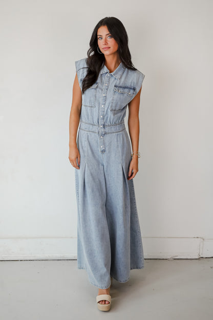 Dramatic Allure Denim Jumpsuit