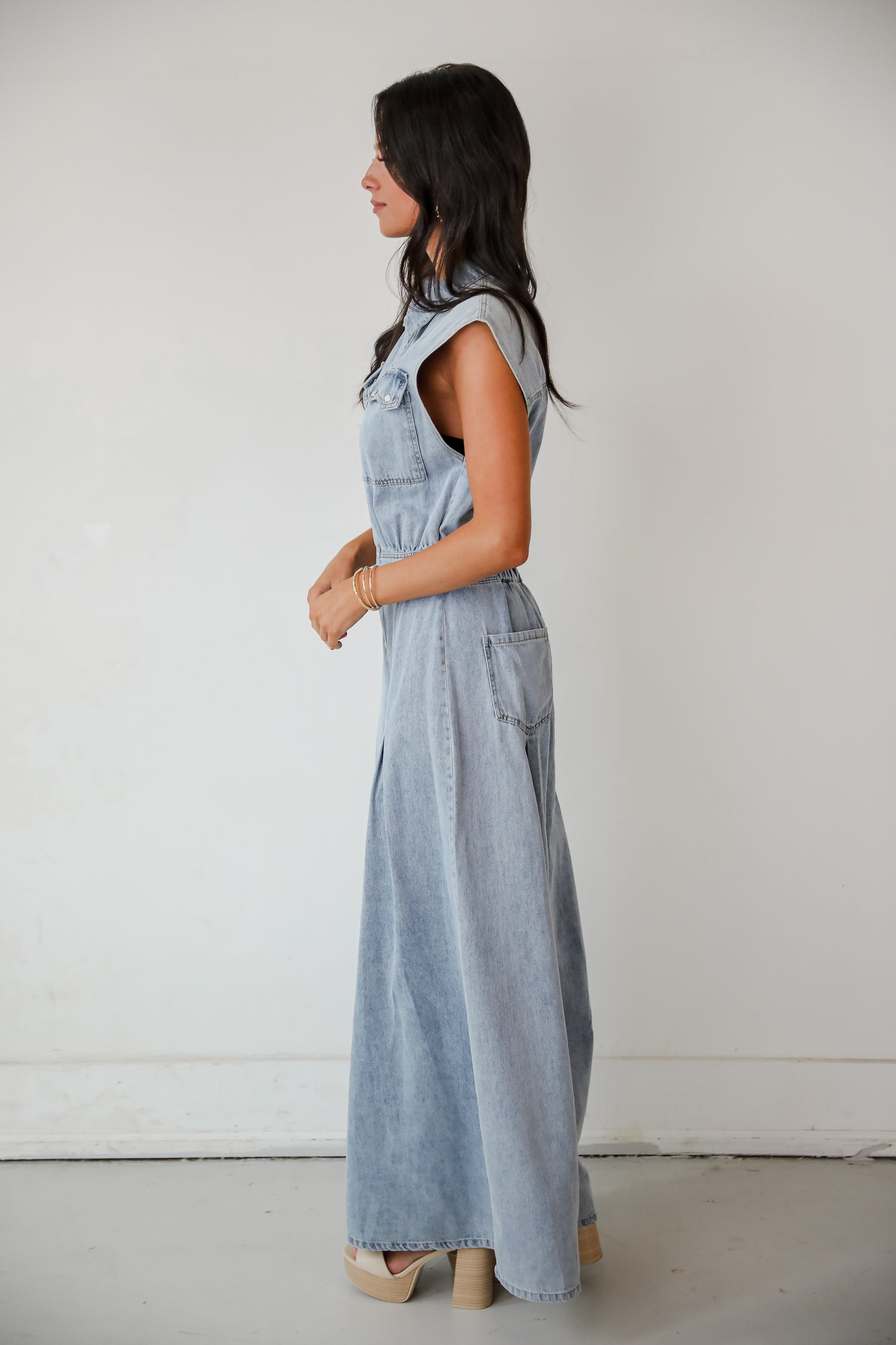 Dramatic Allure Denim Jumpsuit